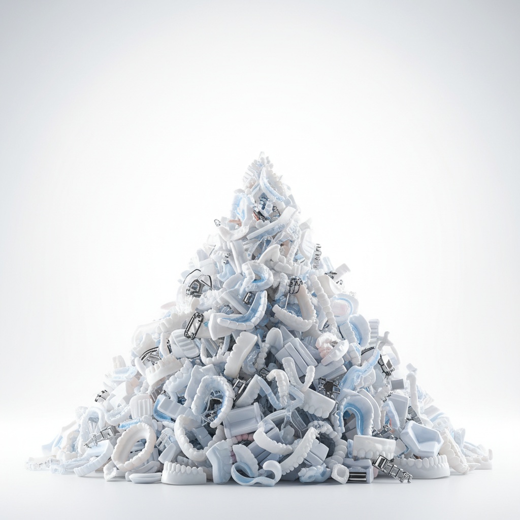 Pile of abandoned traditional sleep apnea appliances showing high failure rate